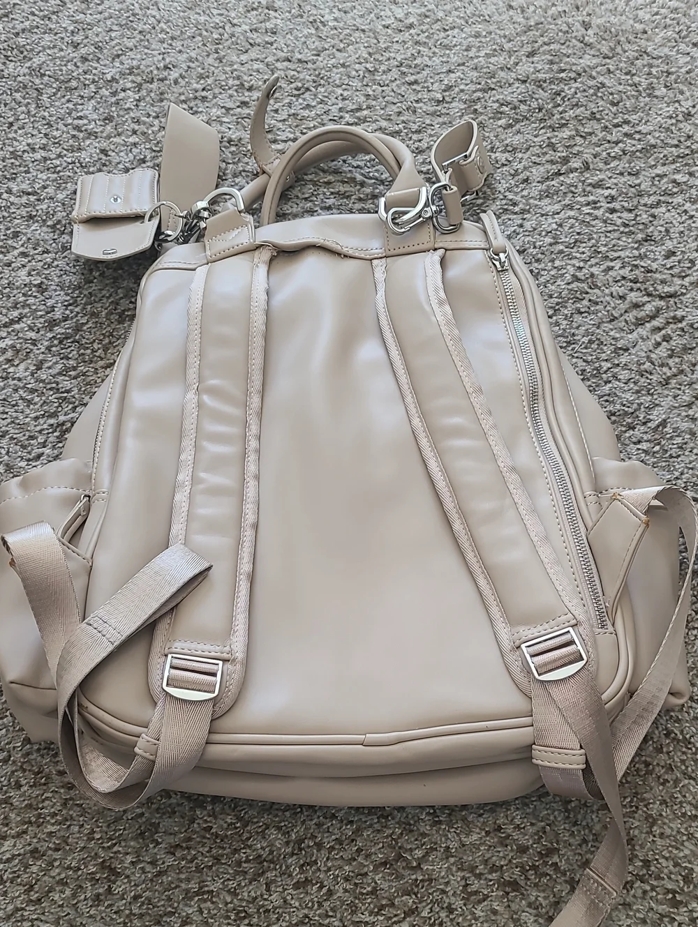 Neutral Quilted Backpack with Top Handles